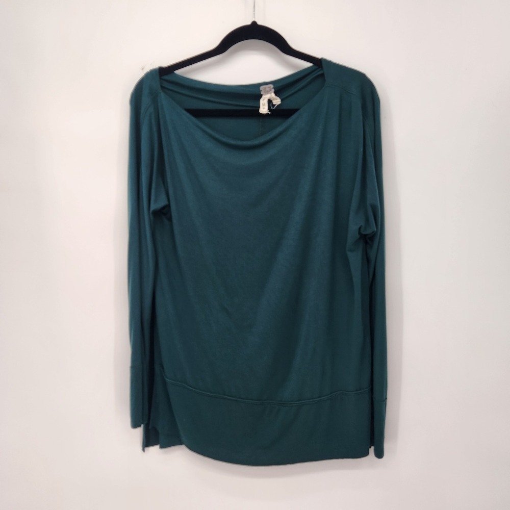 We The Free Emerald Green Boat Neck Long Sleeve Tunic Top Pullover Medium